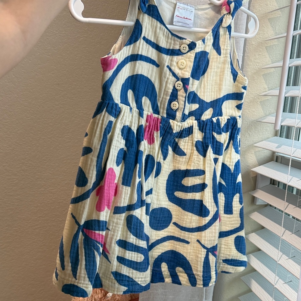 Toddler gauze dress- Blue and Pink